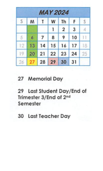 District School Academic Calendar for Avilla Elem & Middle Sch for May 2024