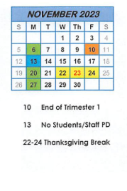 District School Academic Calendar for Avilla Elem & Middle Sch for November 2023
