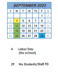 District School Academic Calendar for Avilla Elem & Middle Sch for September 2023