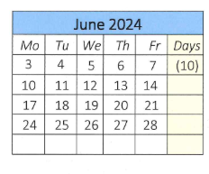 District School Academic Calendar for Emma G. Whiteknact School for June 2024