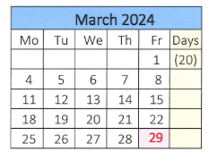District School Academic Calendar for Emma G. Whiteknact School for March 2024