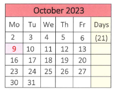 District School Academic Calendar for Emma G. Whiteknact School for October 2023