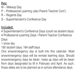District School Academic Calendar Legend for Hillcrest Elementary School