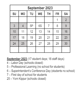 District School Academic Calendar for Hillcrest Elementary School for September 2023