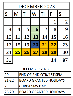 District School Academic Calendar for Vivian Adams Early Child Ctr for December 2023