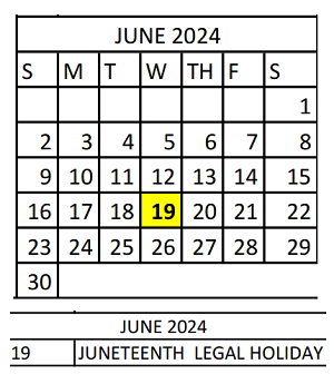 District School Academic Calendar for Vivian Adams Early Child Ctr for June 2024