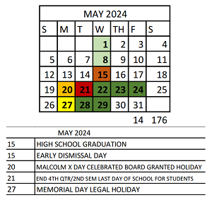 District School Academic Calendar for Vivian Adams Early Child Ctr for May 2024
