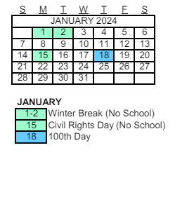 District School Academic Calendar for Evit Hamilton for January 2024