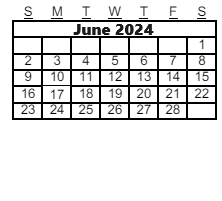 District School Academic Calendar for Evit Hamilton for June 2024