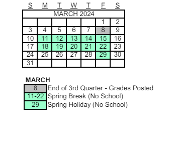 District School Academic Calendar for Evit Hamilton for March 2024