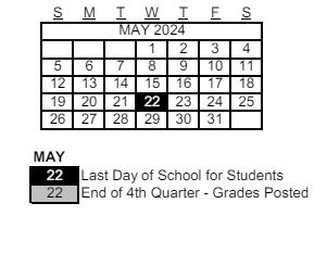 District School Academic Calendar for Evit Hamilton for May 2024
