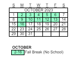 District School Academic Calendar for Evit Hamilton for October 2023