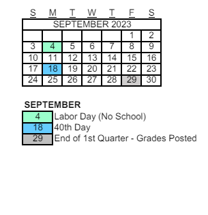 District School Academic Calendar for Evit Hamilton for September 2023