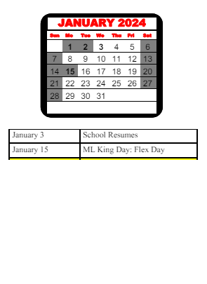 District School Academic Calendar for Matthews Elementary School for January 2024