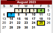 District School Academic Calendar for Van Zandt Ssa for August 2023