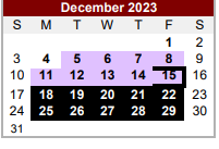 District School Academic Calendar for Van Zandt Ssa for December 2023