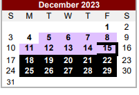 District School Academic Calendar for Bexar Co J J A E P for December 2023