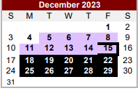 District School Academic Calendar for Alternative Center for December 2023