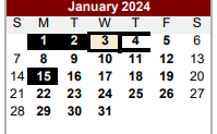 District School Academic Calendar for Van Zandt Ssa for January 2024