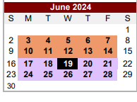 District School Academic Calendar for E T Wrenn Middle School for June 2024
