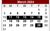 District School Academic Calendar for Bexar Co J J A E P for March 2024