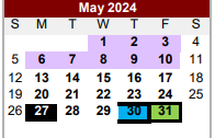 District School Academic Calendar for Bexar Co J J A E P for May 2024