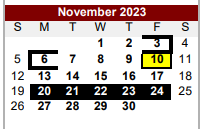 District School Academic Calendar for H B Gonzalez Elementary School for November 2023