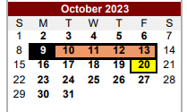 District School Academic Calendar for H B Gonzalez Elementary School for October 2023