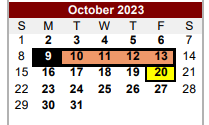 District School Academic Calendar for Cardenas Ctr for October 2023