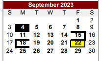 District School Academic Calendar for Alonso S Perales Elementary School for September 2023