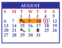 District School Academic Calendar for J J A E P for August 2023