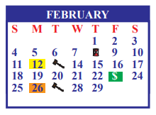 District School Academic Calendar for J J A E P for February 2024