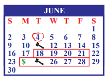 District School Academic Calendar for J J A E P for June 2024