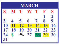 District School Academic Calendar for J J A E P for March 2024