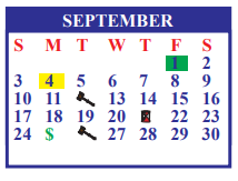 District School Academic Calendar for J J A E P for September 2023