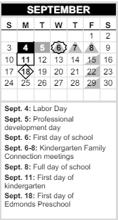 District School Academic Calendar for Options Program for September 2023