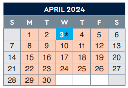 District School Academic Calendar for Telles Academy J J A E P for April 2024