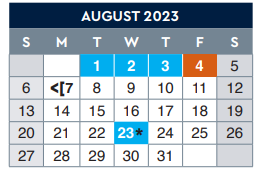 District School Academic Calendar for Andress High School for August 2023