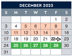 District School Academic Calendar for E-2 Central NE El Don't Use for December 2023