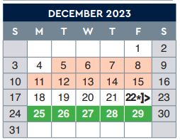 District School Academic Calendar for El Paso High School for December 2023