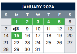 District School Academic Calendar for Guillen Middle for January 2024