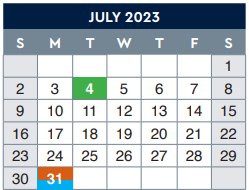 District School Academic Calendar for Coldwell Elementary for July 2023