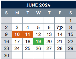 District School Academic Calendar for E-10 NW Elementary for June 2024