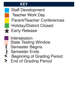 District School Academic Calendar Legend for E-2 Central NE El Don't Use