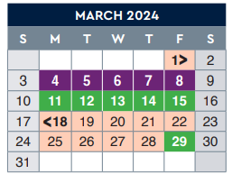 District School Academic Calendar for School-age Parent Ctr for March 2024