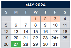 District School Academic Calendar for Bonham Elementary for May 2024