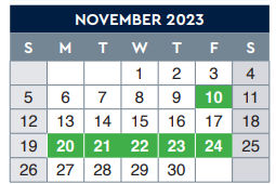 District School Academic Calendar for Brown Middle for November 2023
