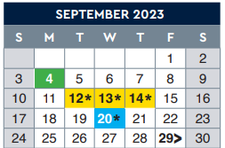 District School Academic Calendar for Zach White Elementary for September 2023