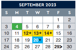 District School Academic Calendar for Mitzi Bond Elementary for September 2023