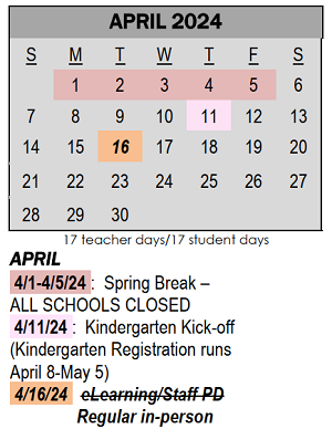 District School Academic Calendar for Pierre Moran Middle School for April 2024